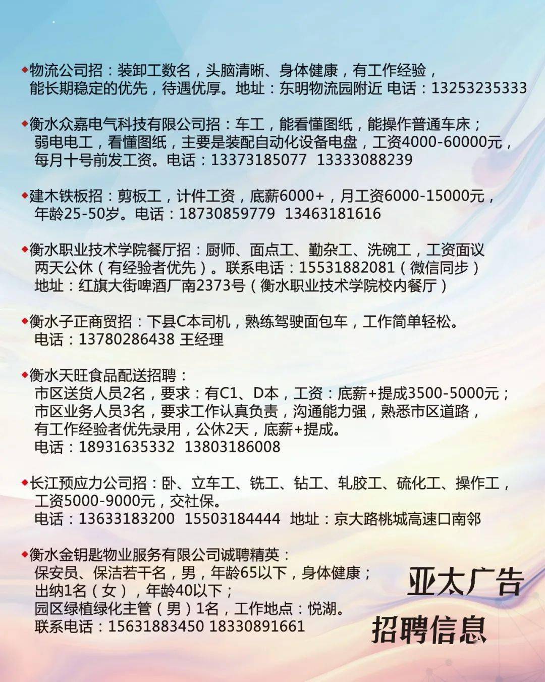 响水论坛招聘网最新招聘